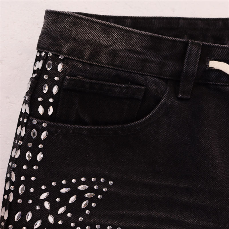 VALLEY Rhinestone Denim Shorts #8692