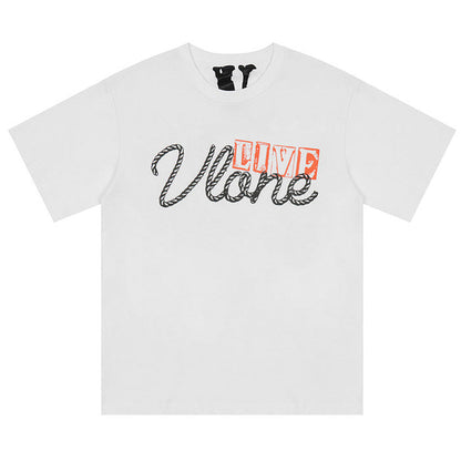 VLONE Rope Letter Big V Print Hip Hop T-Shirt